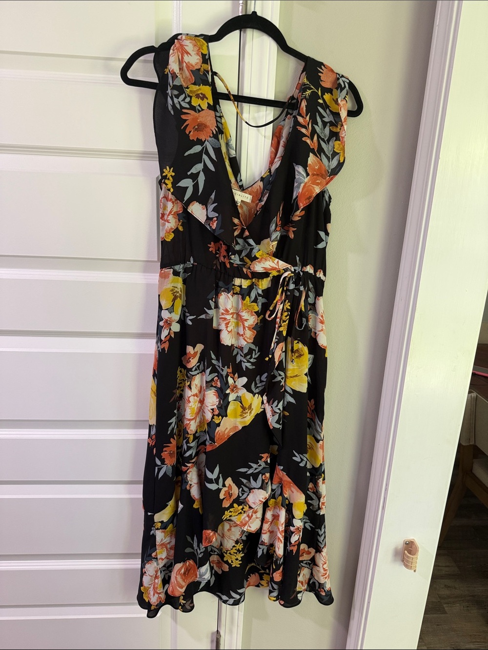 Socialite Black Floral Maxi Dress with Yellow & Coral Blooms